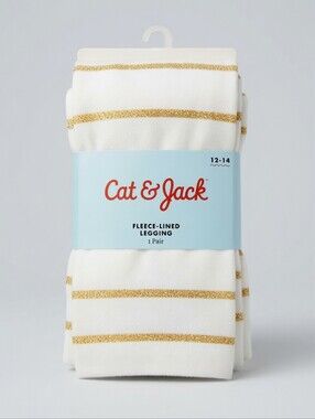 Cat & Jack Girl's Fleece-Lined Leggings Cream, Size 12-14